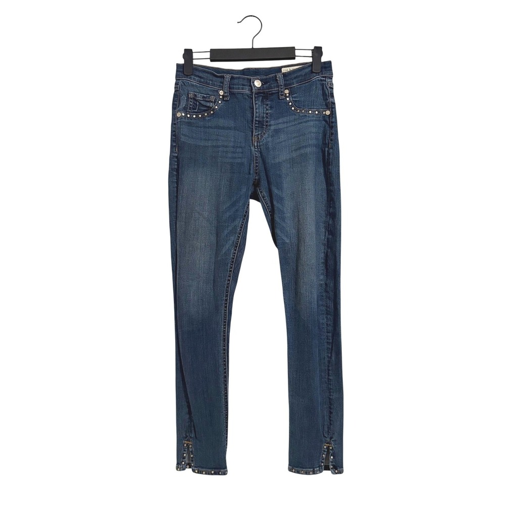 Rag & Bone 10 Inch Capri Studded Skinny Jeans Dark Wash Blue SIZE 27